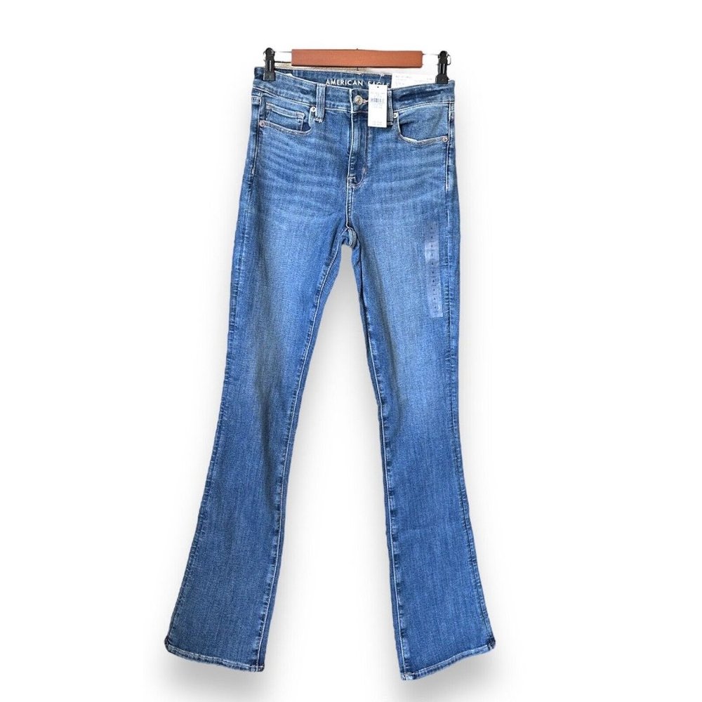 NWT Size 4 AMERICAN EAGLE Hi Rise Skinny Kick Long Stretch Sky Blue Jeans